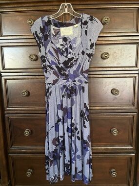 Deletta Floral-Geometric Dress with Lattice Bodice